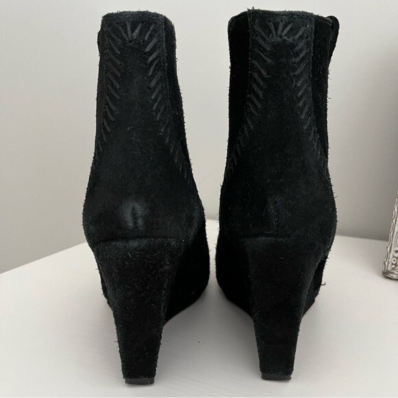 Rebecca Minkoff Black Bianca Suede Wedge Booties, Size 6.5 - Picture 8 of 12